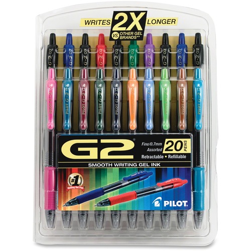 Pen, Gel, G2, Fine, Assorted 20/PK