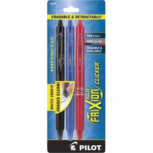 Pen, Frixion Clicker, 0.7, Assorted 3/PK