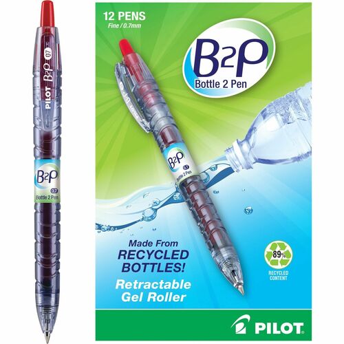 Pen, Gel, Ballpoint Pen, Fine, Clear Barrel, Red 12/DZ