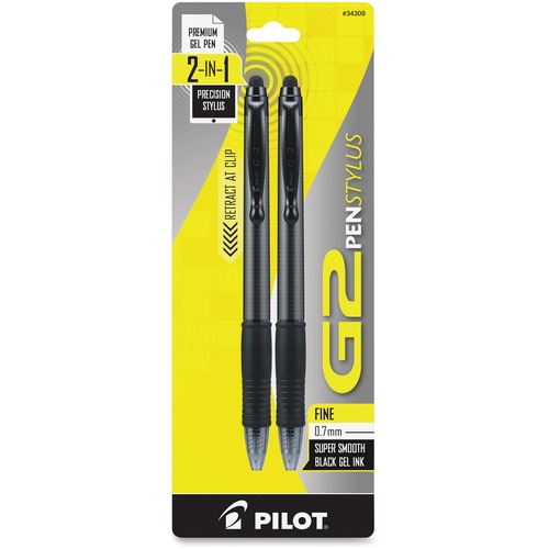 Pen Stylus, G2, Fine Point, Black 2/PK