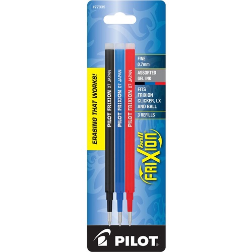 Refill, Gel, FriXion, Fine, Assorted 3/PK