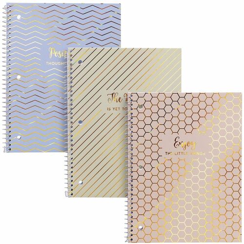 Notebook, 1 Subject, Assorted, 8.5x11 3/PK