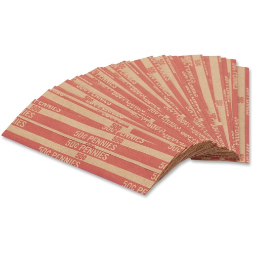 Flat Coin Wrappers, Pennies, Red 1000/BX
