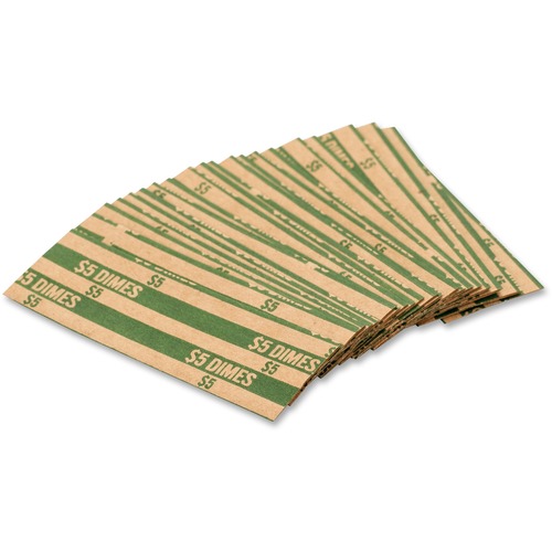 Flat Coin Wrappers, Dimes, Green 1000/BX