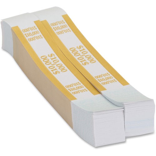 Currency Strap, 10000 Dollars, Yellow/Kraft 1000/PK