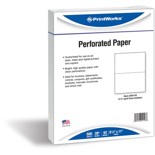Office Paper, Perforated 5-1/2", 8-1/2" x 11", 20 lb, We 500/RM