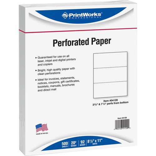 Paper, 2 Perforations, 20#, White 500/RM