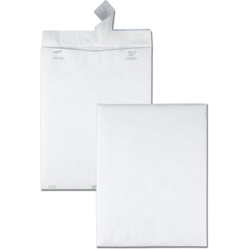 Tyvek Open-End Envelope, Plain, 12"x15-1/2", White 100/BX