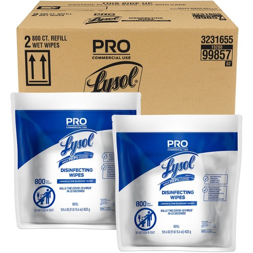 Wipe, Disinfectant, Lemon, Refill, 800 2/CT