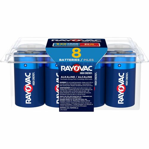 Battery, Alk, Hi Energy, D 8/PK
