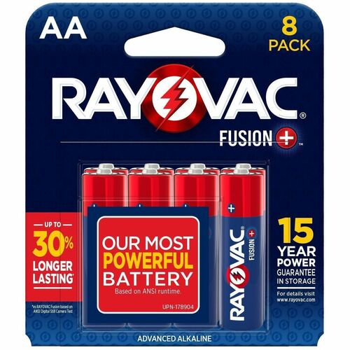 Battery, Fusion, Alkaline, AA 8/PK