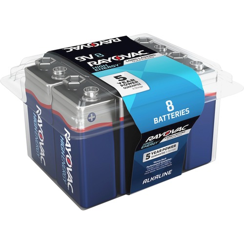 Battery, Alkaline, 9V 8/PK