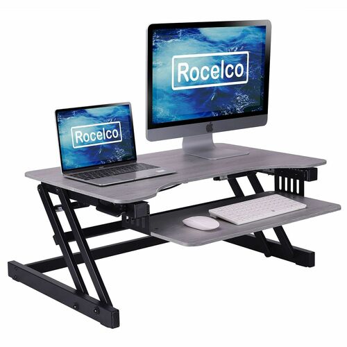 Riser, Desk, Standing, 32" Wide, Gray