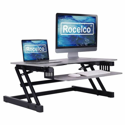Riser, Desk, Standing, 37" Wide, Gray