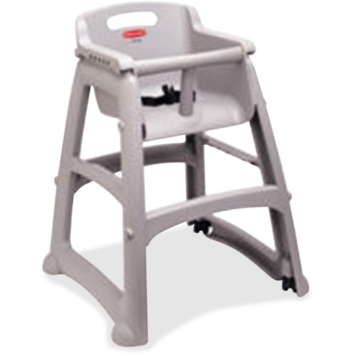 Chair, High, Plastic, Wood, Wheels
