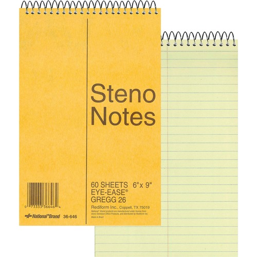 Notebook, Steno, 6x9, Green Paper,