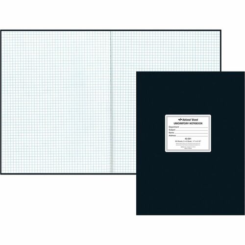 Lab Notebook, 5x5 Squared, 60 Sheet, 11" x 8-1/2", Black Cover/White Paper