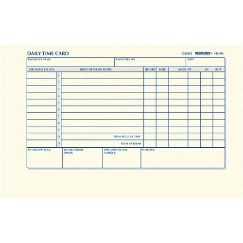 Form, Time Ticket, Delay, 4.25x7