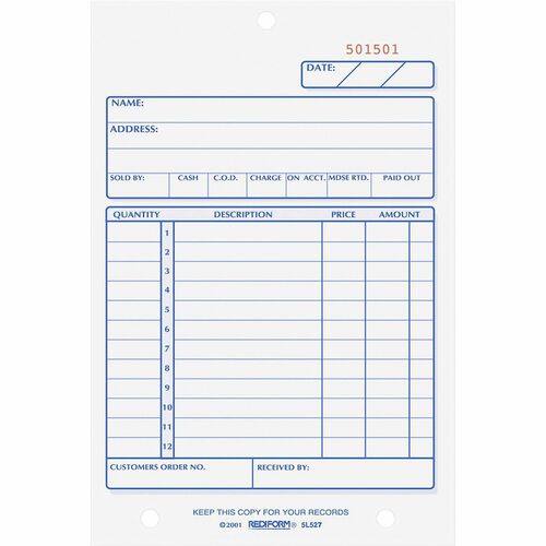 Book, Sales, 12 Line, 50 Count, 10 Pack