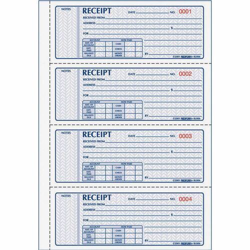 Book, Receipt, 3 Point, 4 Per Page