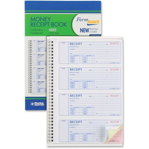 Book, Money Receipt, 3 Part, White