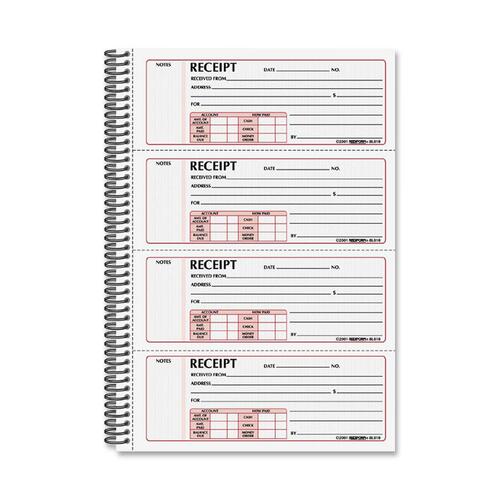 Book, Receipt, 2 Point, 4 Per Page