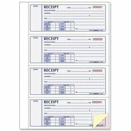 Book, Receipt, Hardboard, 3 Point, 2.75 x 7