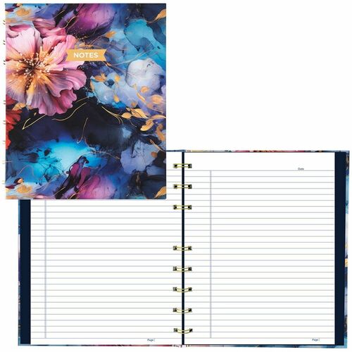 Notebook, Hardcover, 96 Sheets, 9 X 7, Mid Floral