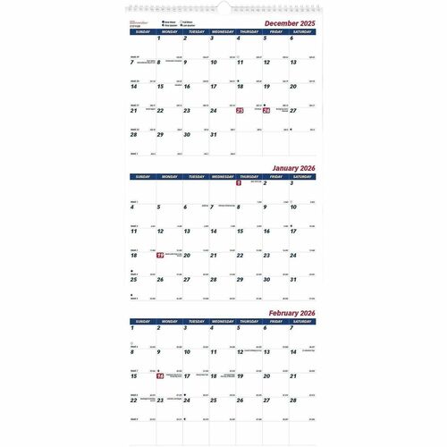 Monthly Wallcal, 12 x 27, 3 Months