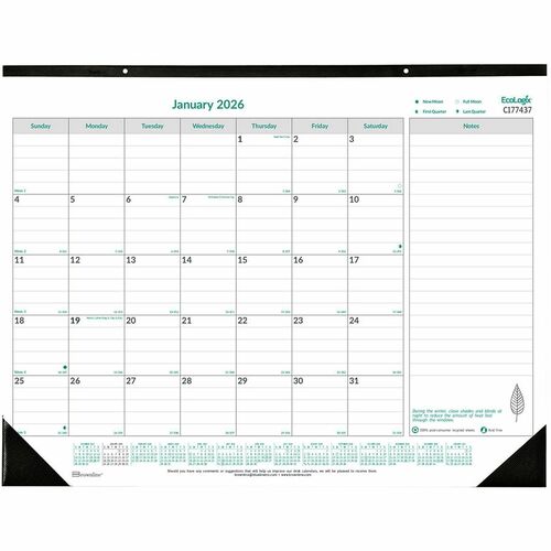 Deskpad, Monthly, 22 X 17, Ecolgx