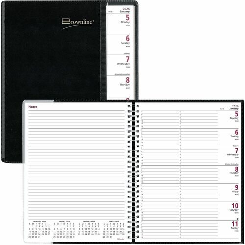 Weekly Planner, 11x8.5, Pre-Vu, Black