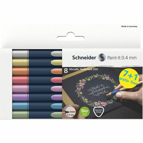 Pens, 0.4 mm, Capped, Metallic AST 8/PK