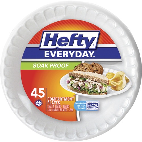 Plates, Foam, 3-Section, Soak-Proof, 8-7/8", We 45/PK