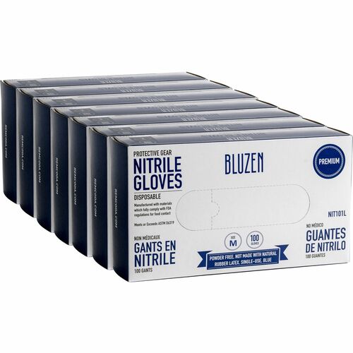 Gloves, Nitrile, Disposable, Blue, Medium, 100/BX 10/CT