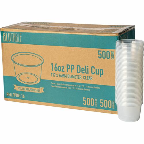 Food Container, Microwave Safe, Poly, No Lid, 16 oz, Clear 500/CT