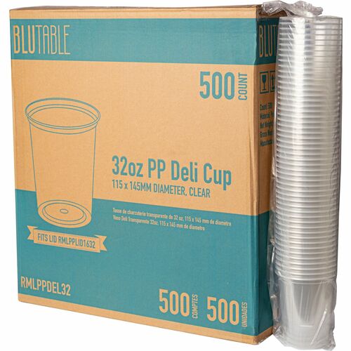 Food Container, Microwave Safe, Poly, No Lid, 32 oz, Clear 500/CT