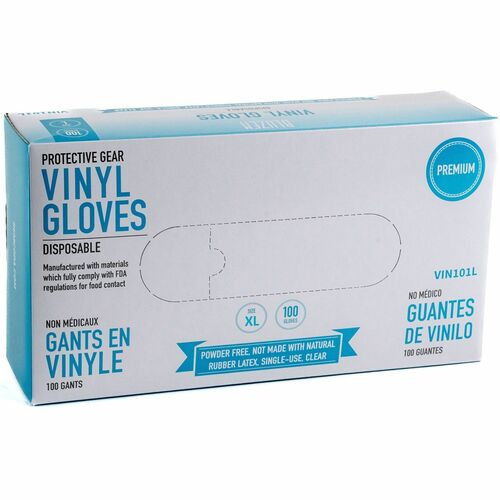 Gloves, Vinyl, Disposable, Powder Free, XL 100/BX