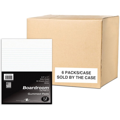 Pad, Glued, White, Wide 6/CT