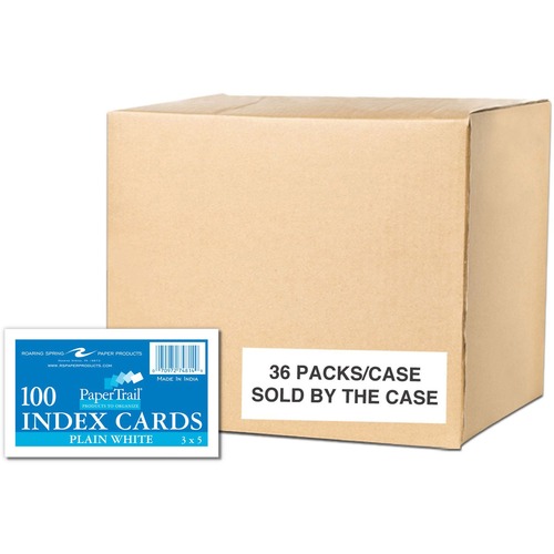Index Cards, 3x5, White, Plain 36/CT