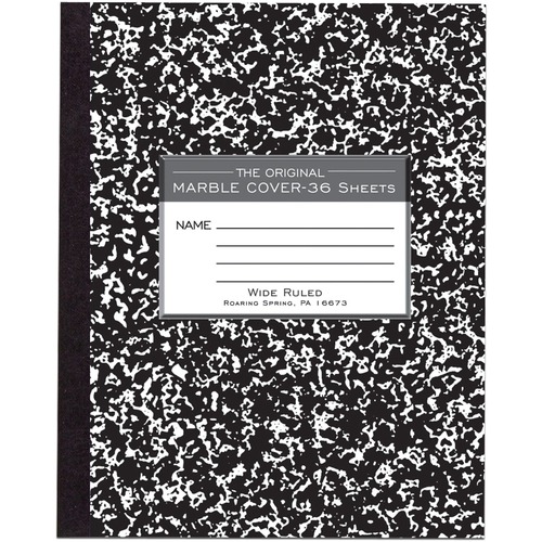 Book, Composition, 36 Sheet, Wide, Black