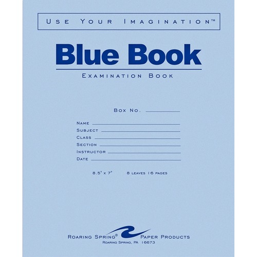 Book, Blue, Exam, 8.5x7, 8sh16p 50/PK
