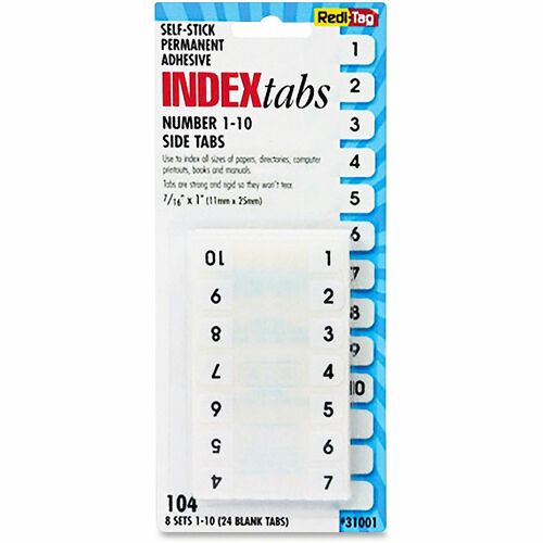 Tab, Numbers, 1-10, Side, WE104 104/PK