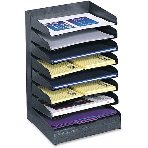 Steel Desk Tray Sorter, 8-Tier, 2" x 9-1/2" x 17-3/4", Black