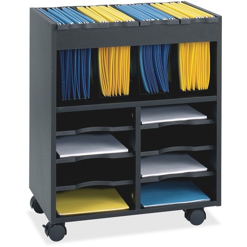 File Cart With Storage Bin Black