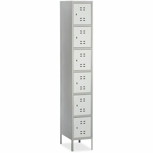 Locker, Steel, 6 Tier, Box, Gray