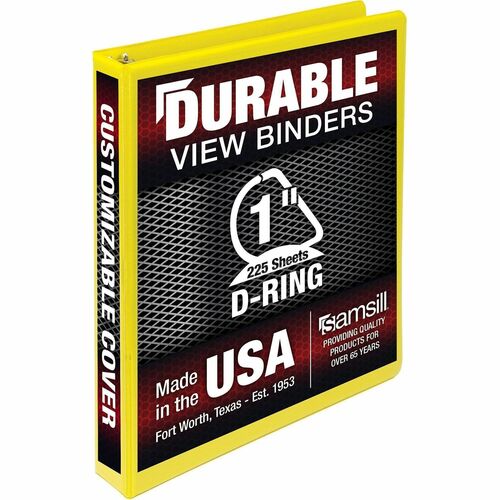 Binder, D-Rings, 225-Sheet Capacity, 1" Cap, Yellow