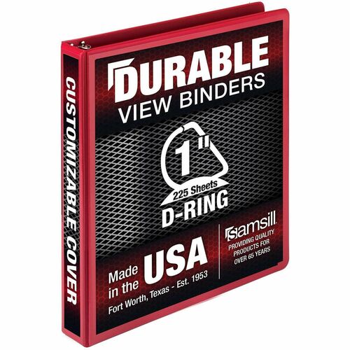 Binder, D-Rings, 225-Sheet Capacity, 1" Cap, Red