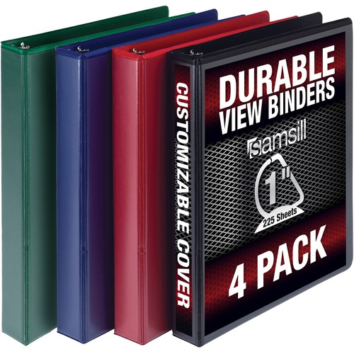 Binder, Durable View, 1" D-Ring, Assorted 4/PK