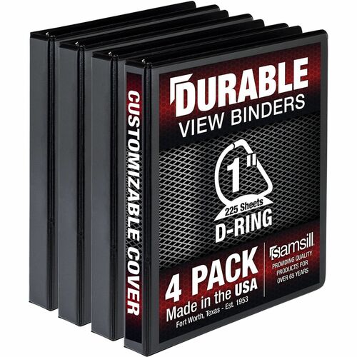 Binder, Dura, View, 1", Black 4/PK