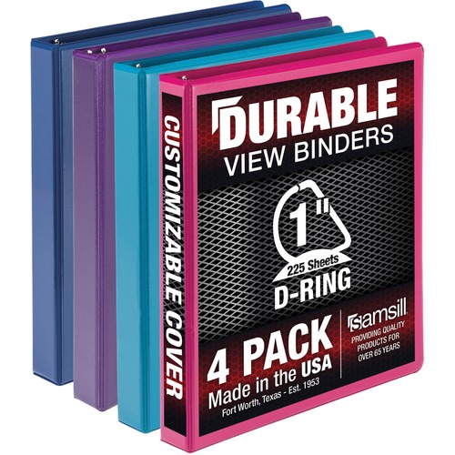 Binder, Dur VW, 1" D Ring, Ast 4/PK